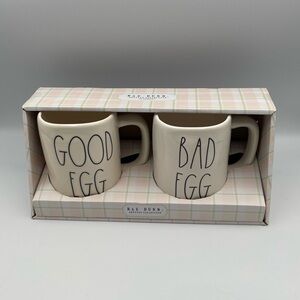 *New* Rae Dunn Cream “Good Egg” & “Bad Egg” Mug Set